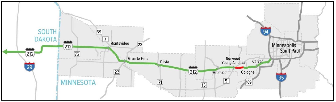 map of Carver County
Highway 212 Rural Freight Mobility and Safety project